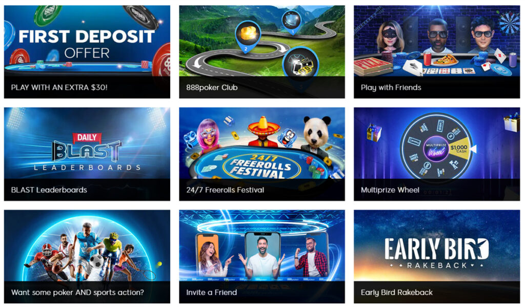 888poker har en flott velkomstbonus, fra en bonus på første innskudd til billetter til spennende freerolls.