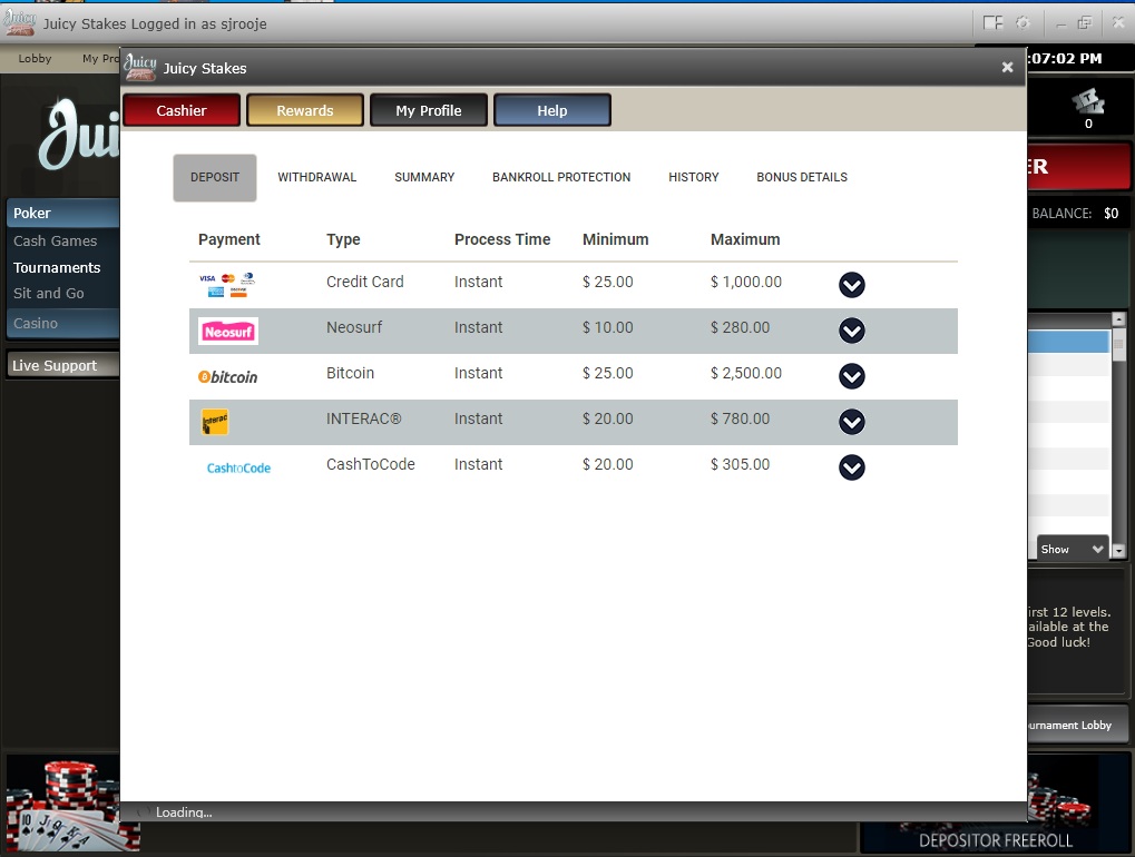 Juicy Stakes Poker payments 1
