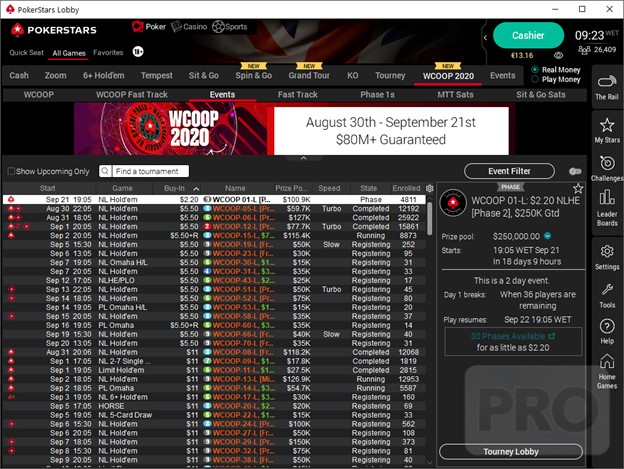 PokerStars Lobby,