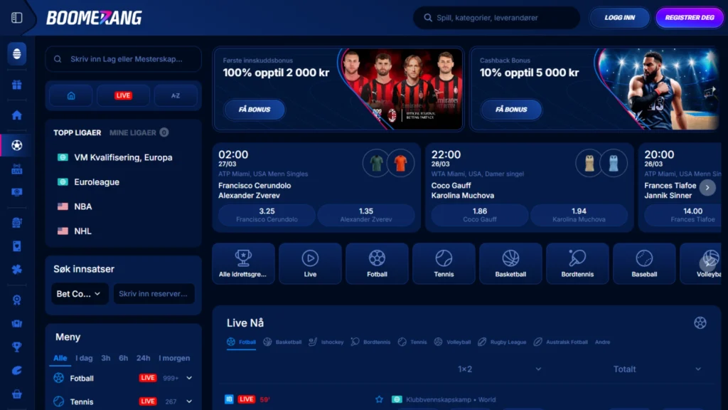 Boomerang Bet Skjermbilder Odds