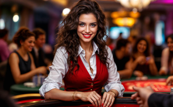 ive casino dealer ved roulettebord i kasino – realistisk live casino opplevelse på nett