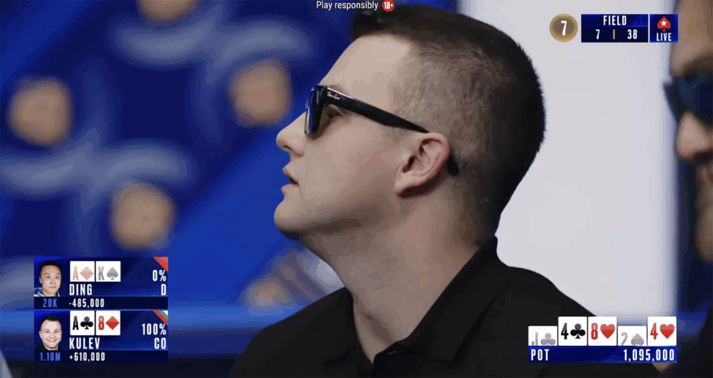 Alex Kulev overlever boblen (kilde: youtube.com/@PokerStars)