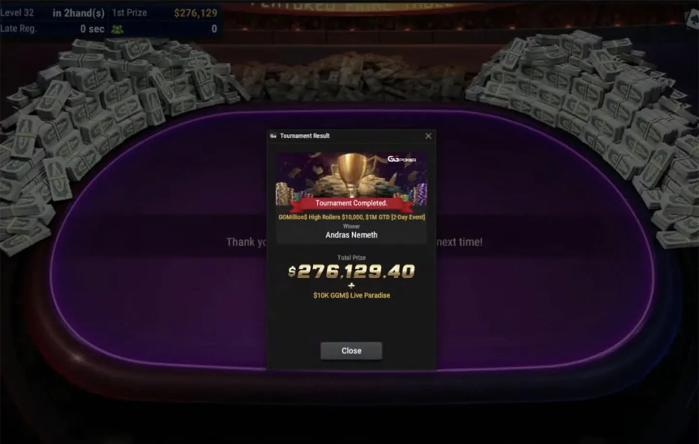 Andras “probirs” Nemeth stormer gjennom GGMillion$-finalebordet og vinner sin fjerde tittel ($276K)