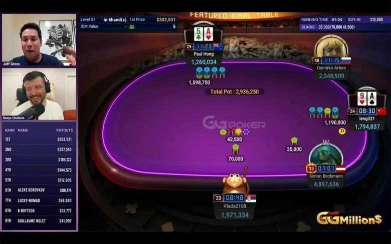 Matheus «Lucky‑Nomad» Zancan gikk til finalebordet som nest største stack, endte på 7. plass. leng321 fanget ham med et set <span class="inline-card" value="spade">7 </span><span class="inline-card" value="club">7 </span> mot <span class="inline-card" value="heart">8 </span><span class="inline-card" value="spade">8 </span>.