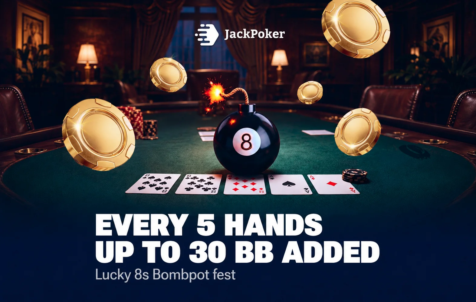 JackPoker inviterer cashspillere til Lucky 8S Bombpot Fest