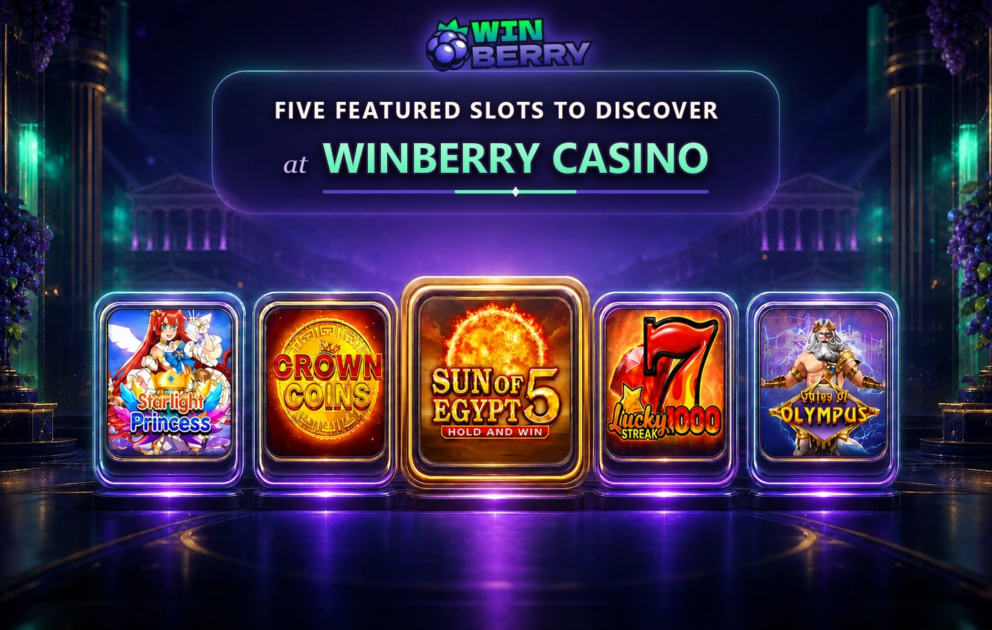 Fem utvalgte spilleautomater å oppdage hos Winberry Casino