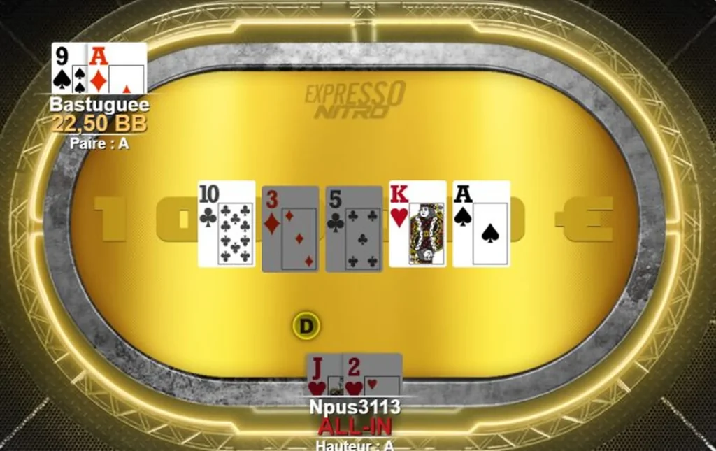 «Bastuguee» gjorde €1 om til €800 000 på seks hender i Winamax Expresso – jackpot-odds: én mot 10 millioner.