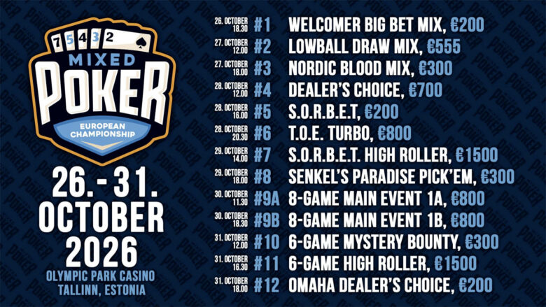 EMPC består av 12 Mixed Games-turneringer med buy-ins fra €200 til €1,500, inkludert to S.O.R.B.E.T.-turneringer.