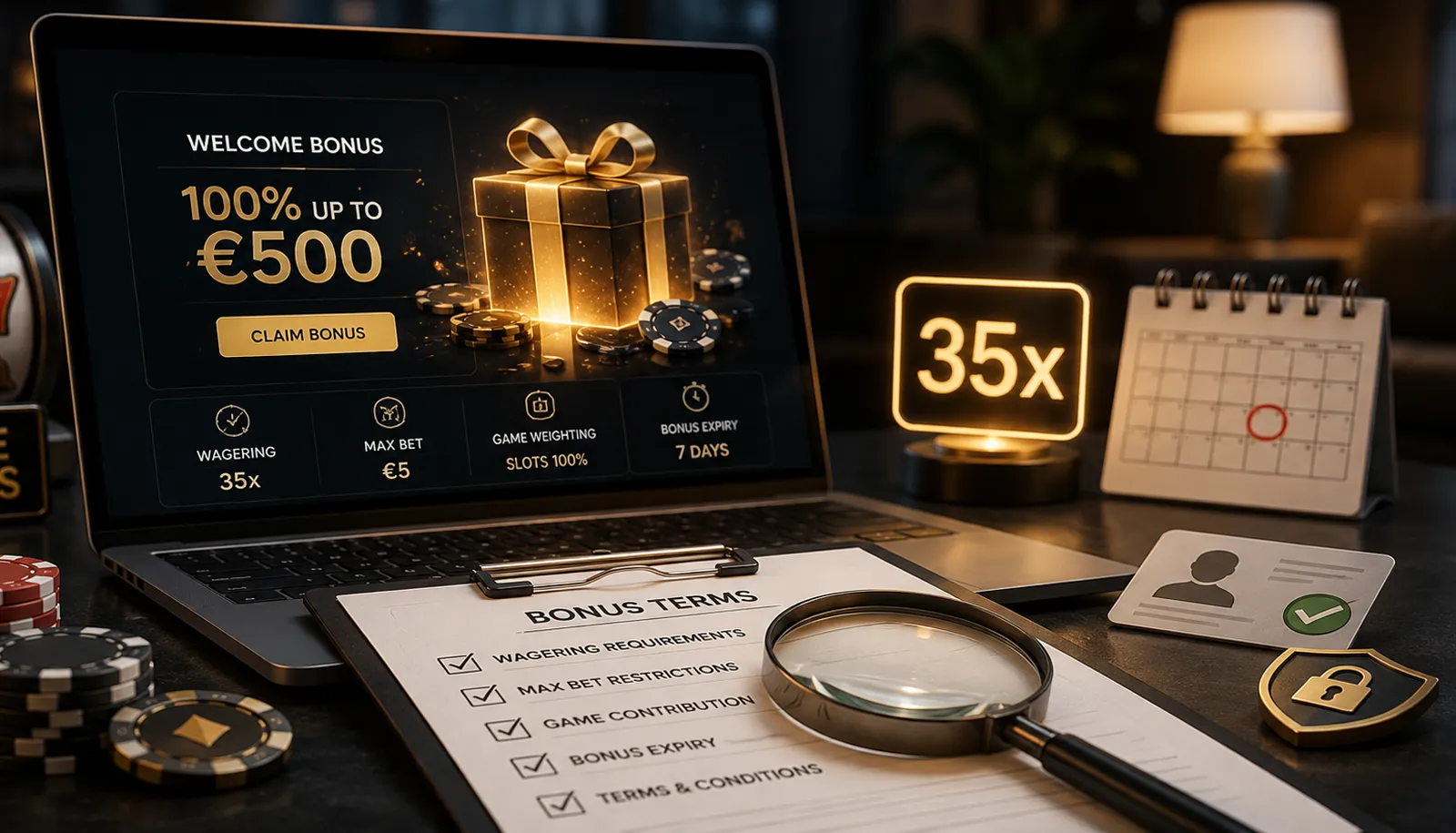 Casino-bonus: verdi avhenger av omsetningskrav, tidsfrister og begrensninger. Lavt omsetningskrav er viktigere enn stor bonus.