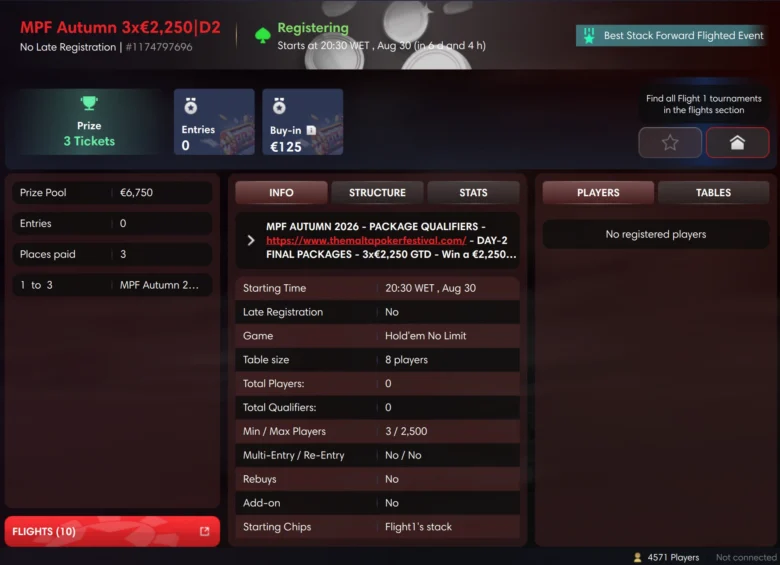 €2.250 Package Satellites to the Malta Poker Festival Autumn on RedStar Poker