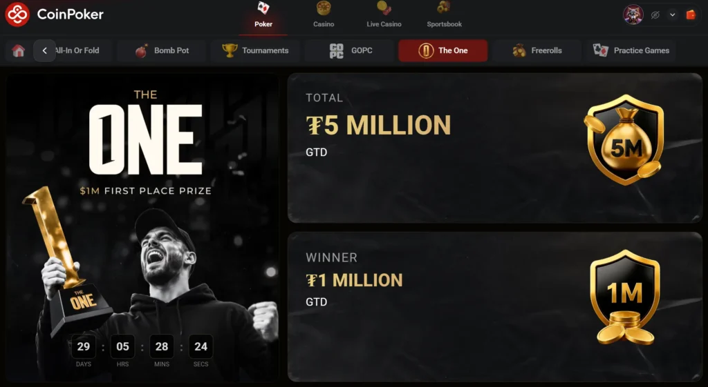 CoinPoker har opprettet en egen The One-fane i lobbyen for Millionaire Maker-varianten.